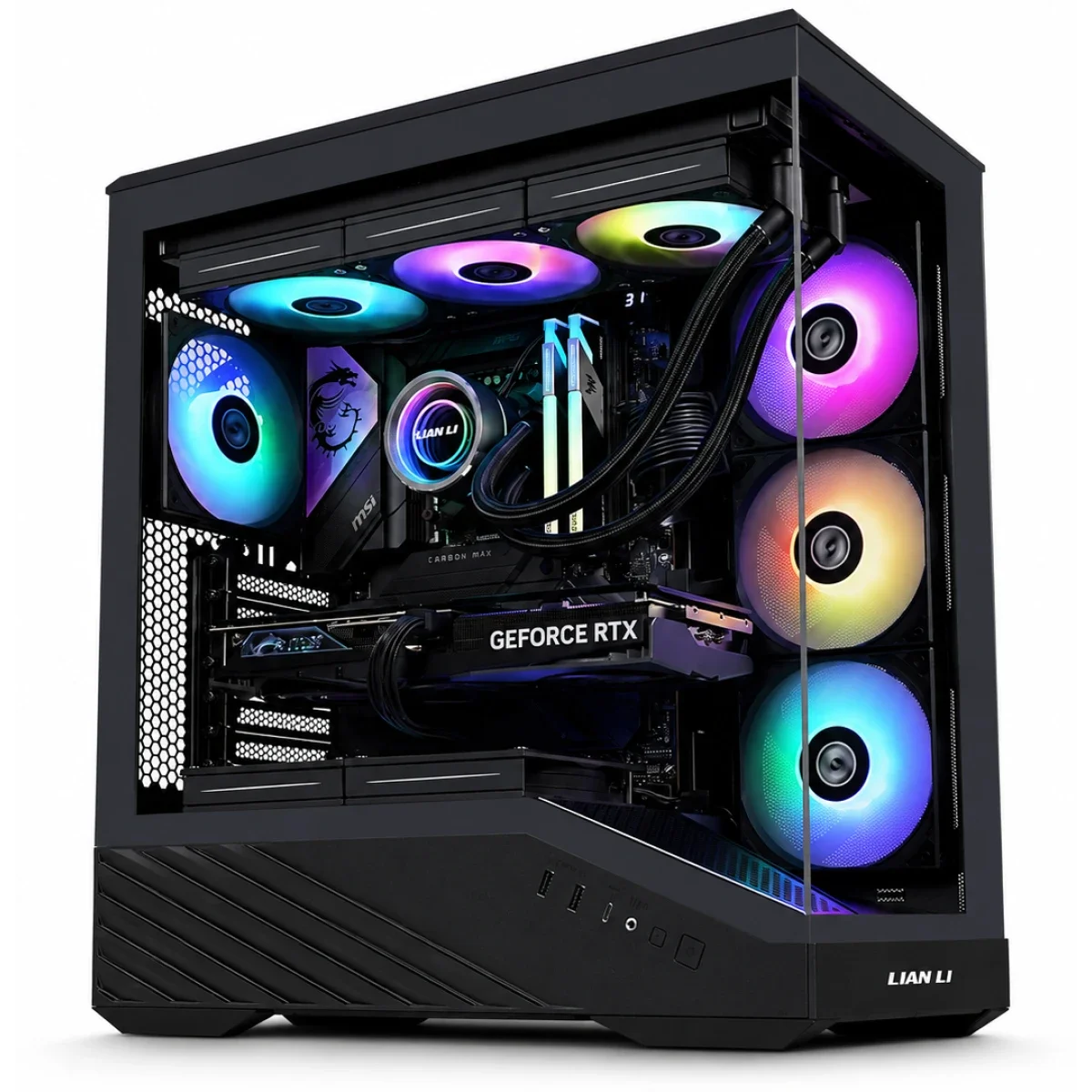 LIAN LI Vector V100R Mid-Tower PC Case with 4 Fans, 360mm Radiator Support, Black
