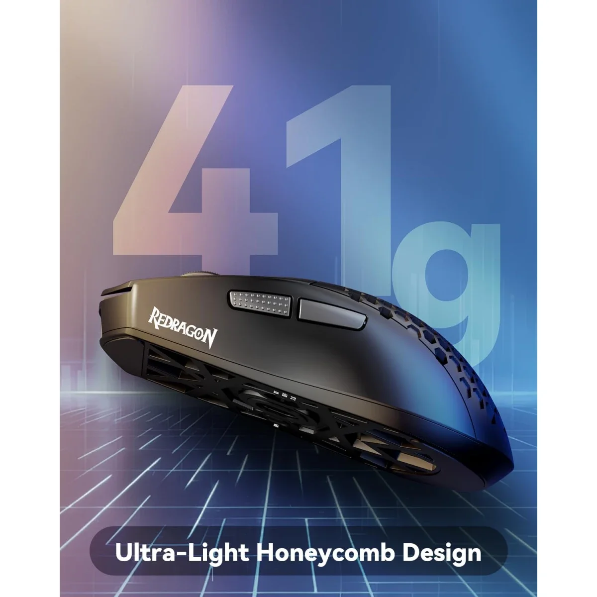 ماوس ألعاب سلكي Redragon M617 فائق الخفة 41g بدقة 10000 DPI، أسود - Thumbnail 3