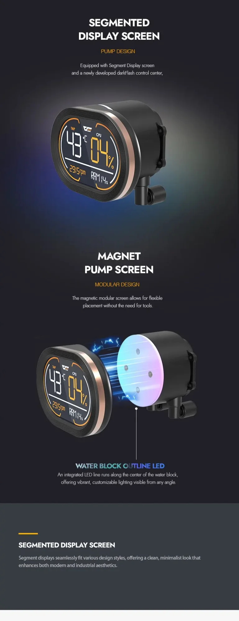 مبرد معالج مائي DarkFlash DH240D بشاشة عرض وراديتر ألمنيوم 240 ملم، أسود – WAVE DH-240D ARGB - Image 11