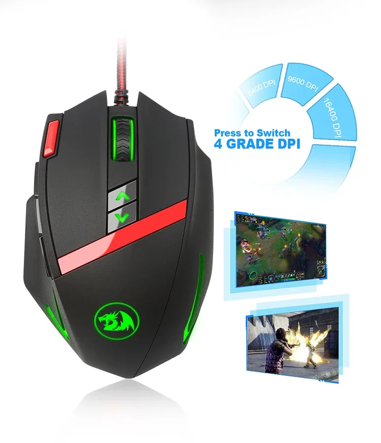 Redragon M908 Impact RGB MMO Gaming Mouse, 12 Side Buttons, 12,400 DPI - Thumbnail 4