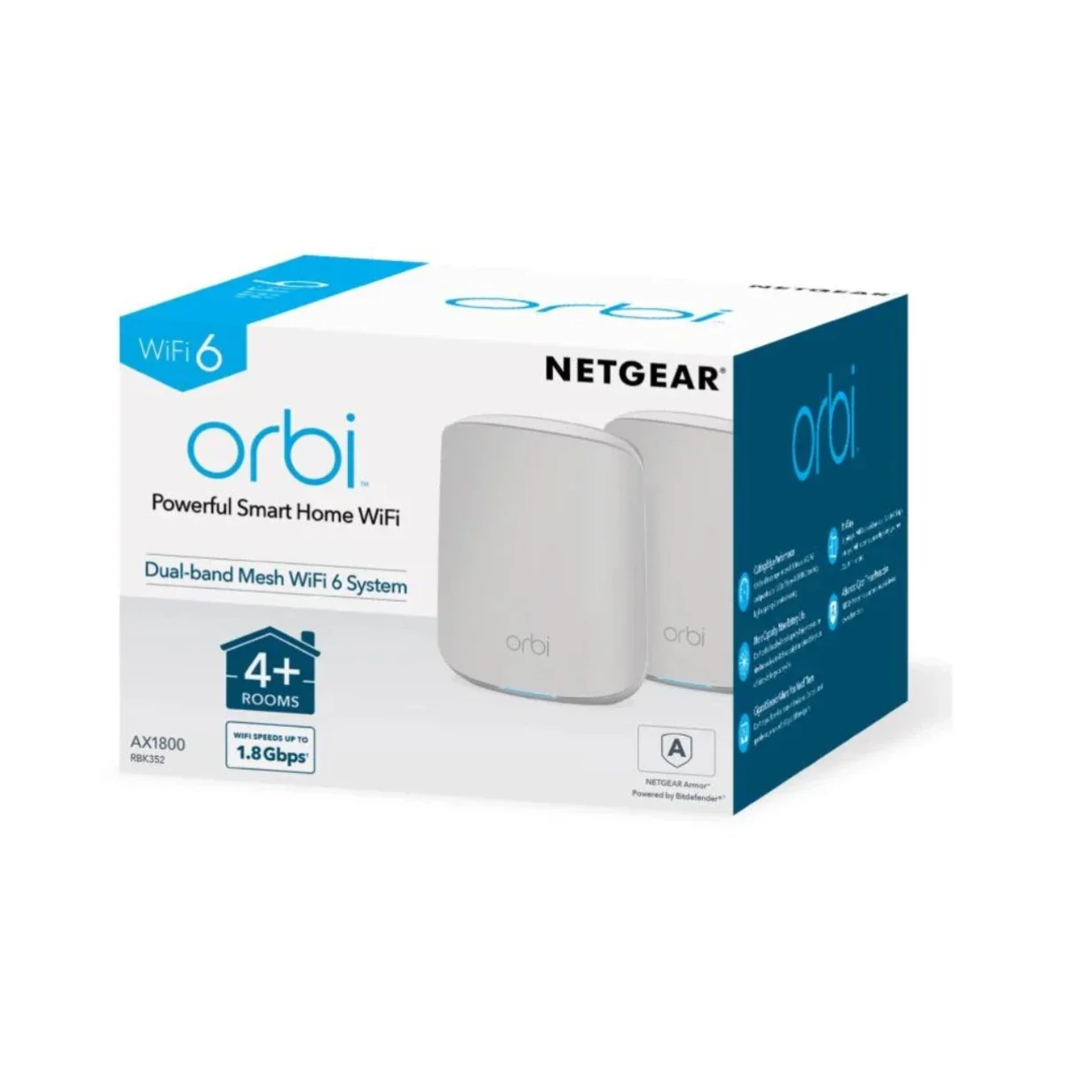 NETGEAR Orbi RBK352 AX1800 Wi-Fi 6 Dual-Band Mesh System 2-Pack - Thumbnail 2