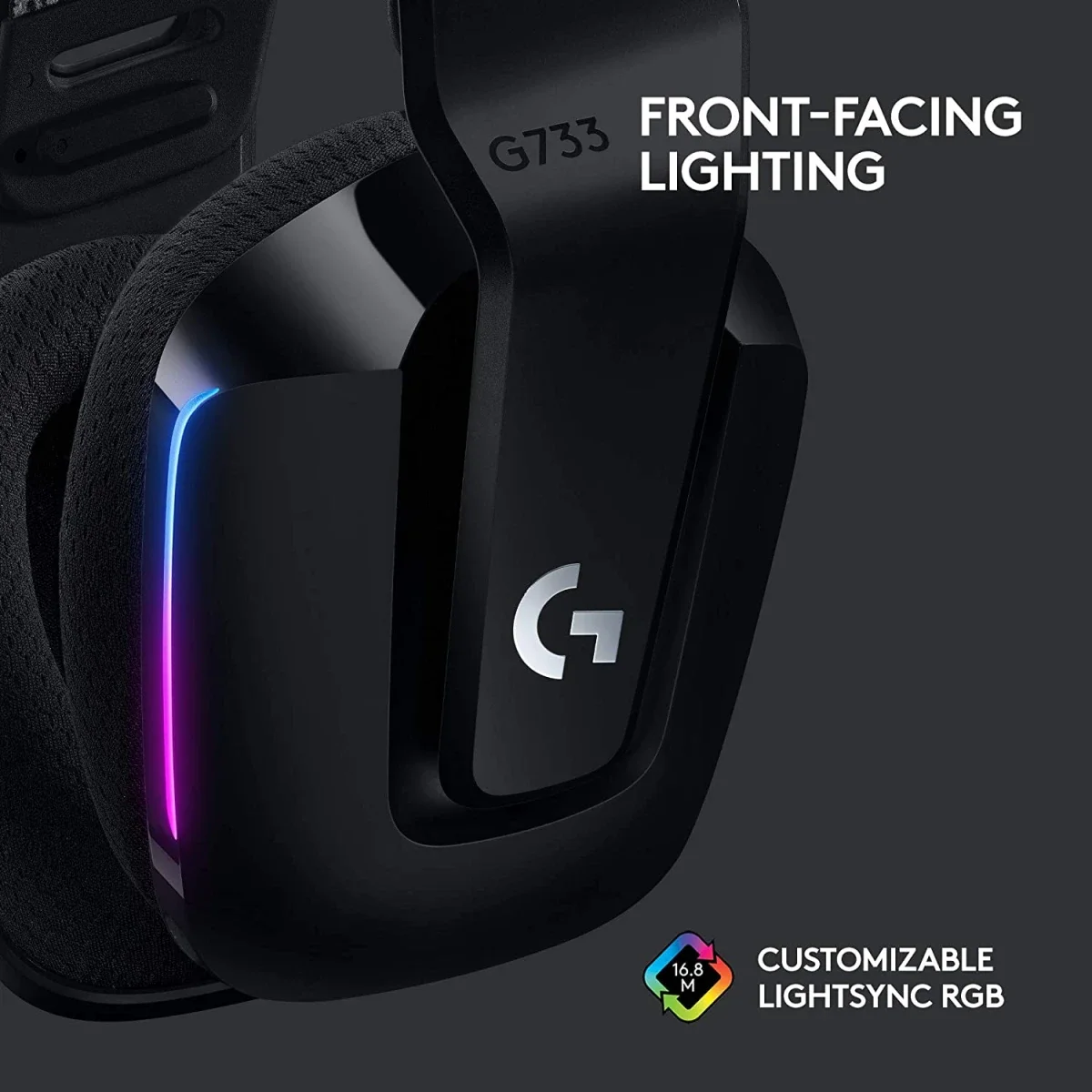 سماعة ألعاب Logitech G733 لاسلكية بتقنية LIGHTSPEED وإضاءة LIGHTSYNC RGB وميكروفون Blue VO!CE، أسود - Thumbnail 5
