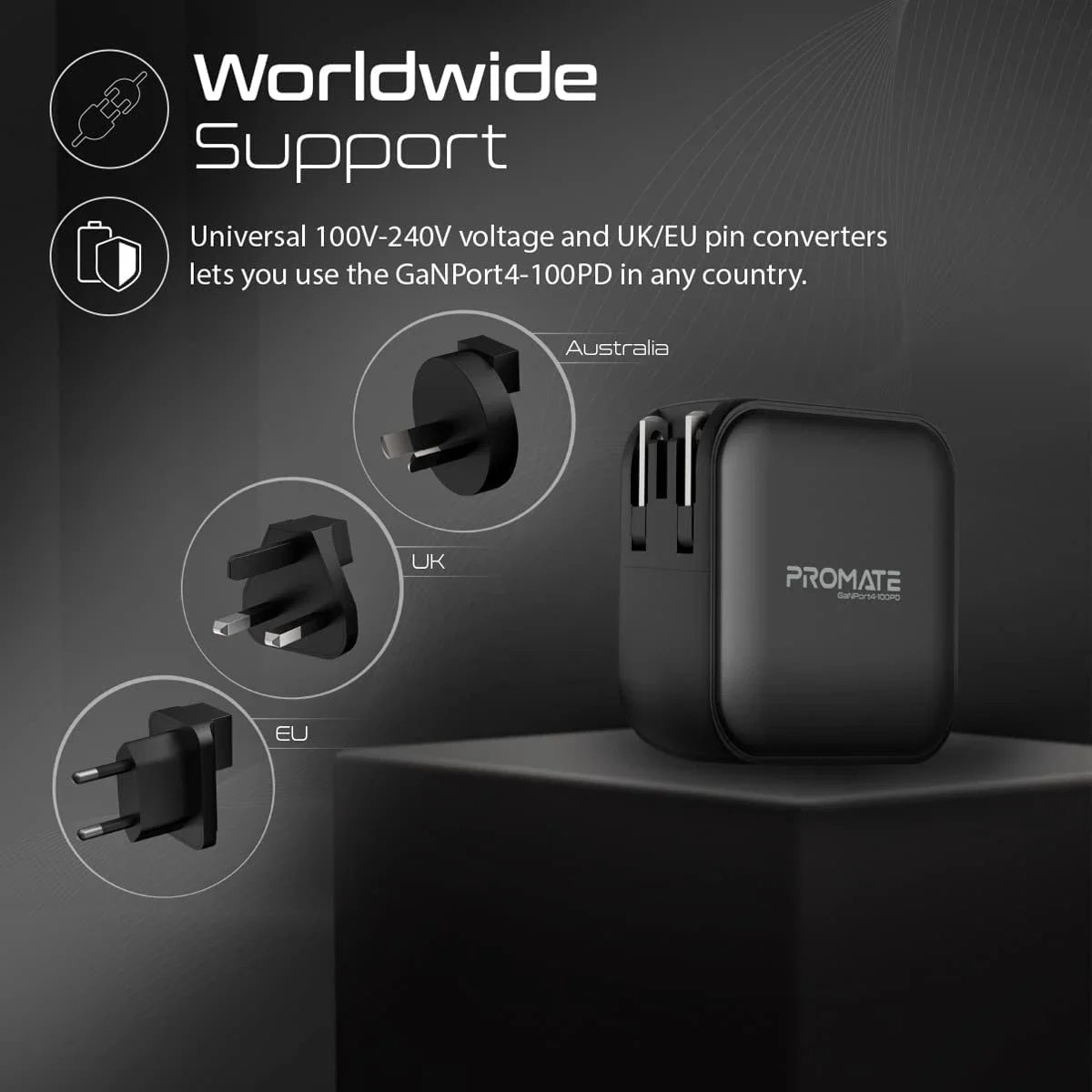 شاحن Promate GaNPort4-100PD GaN بقدرة 100 واط و4 منافذ USB-C - Thumbnail 6