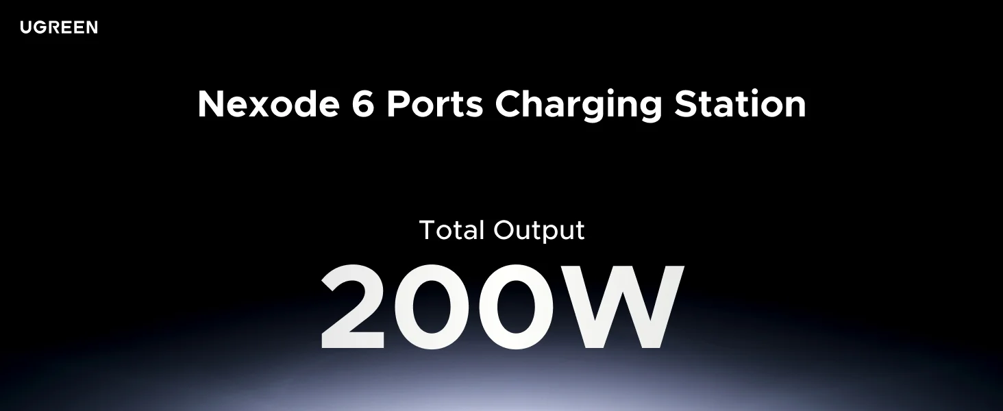 محطة شحن مكتبية Ugreen Nexode بقدرة 200 واط GaN و6 منافذ USB-C - رمادي - Thumbnail 9