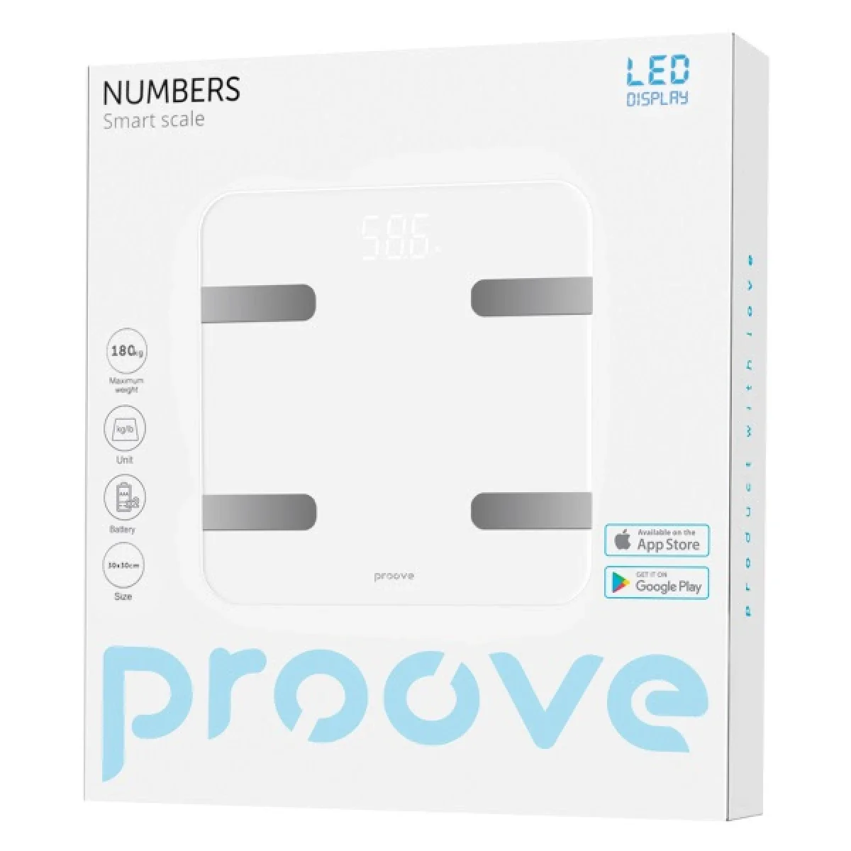 Proove Numbers Smart Body Scale with Bluetooth, White - Image 5