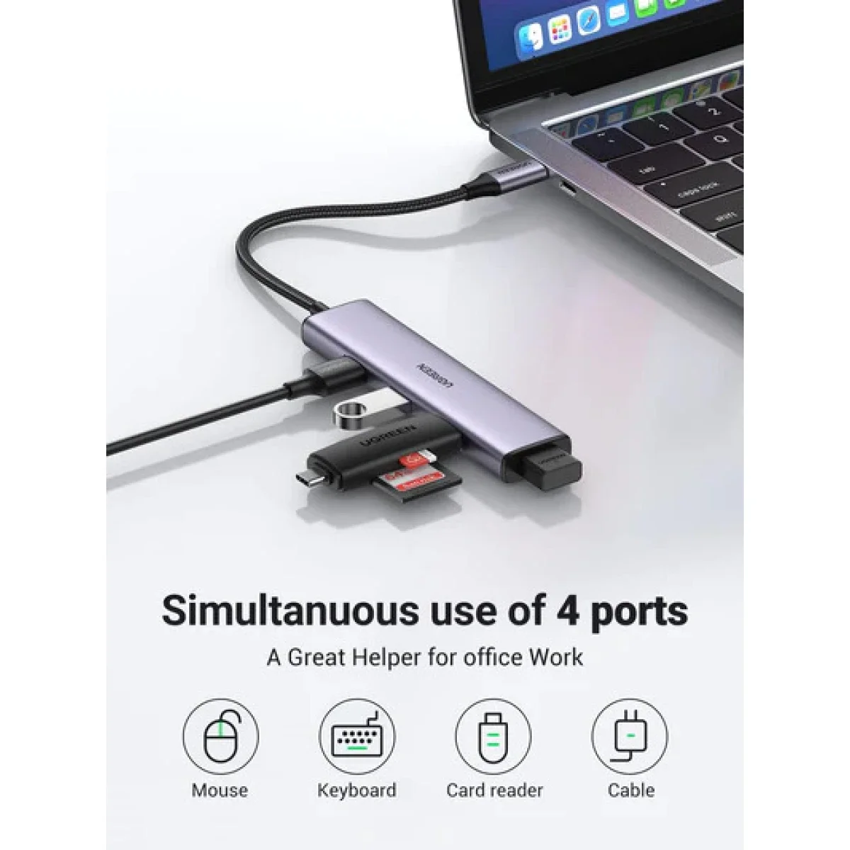 موزع Ugreen USB-C ‏4 في 1 - Thumbnail 2