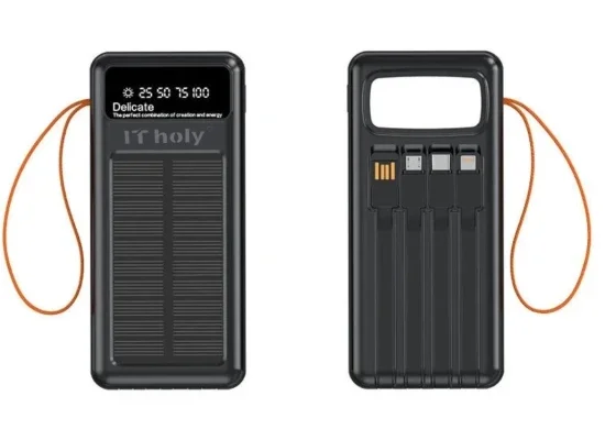 IT Holy B53 Solar Power Bank 50000mAh 10W with 4 Built-in Cables Black - Thumbnail 6