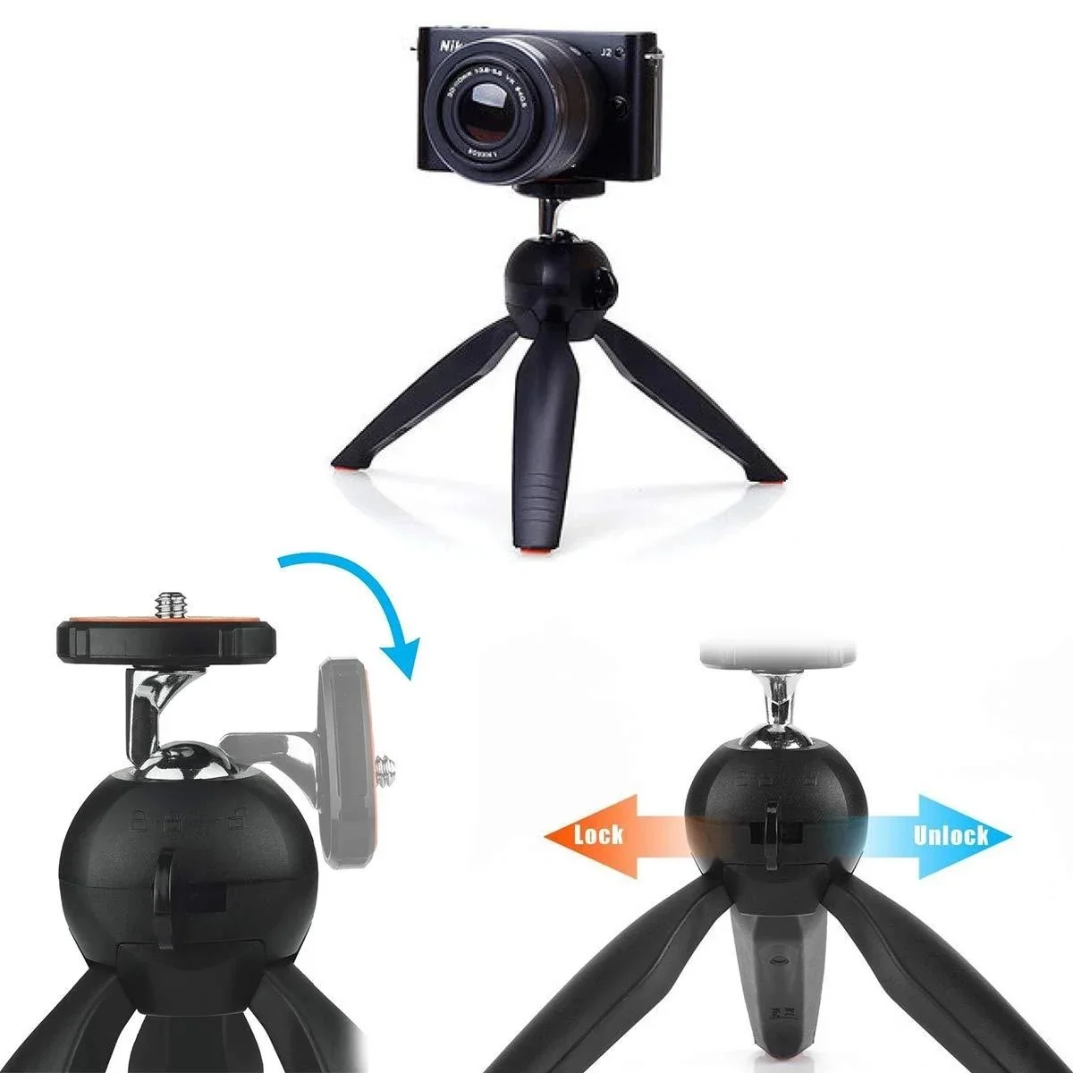 YUNTFNG XH-228 Universal Mini Mobile Tripod with 360° Rotating Ball Head and Mobile Clip - Thumbnail 10