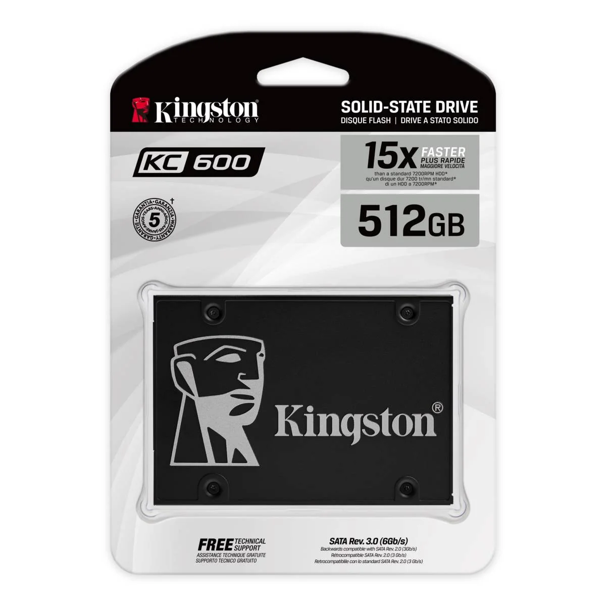قرص SSD Kingston KC600 بسعة 512GB وقياس 2.5 إنش SATA
