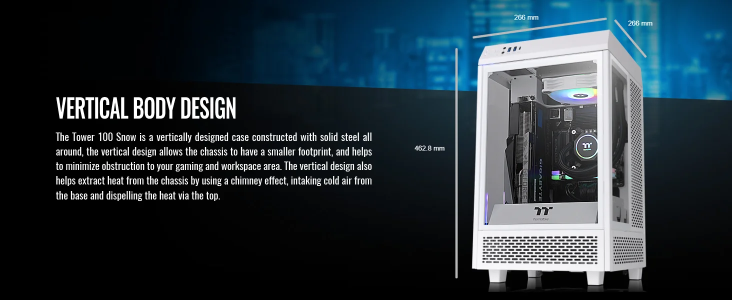هيكل كمبيوتر Thermaltake The Tower 100 ميني تاور زجاج مقسى Mini-ITX باللون الأبيض - Image 9