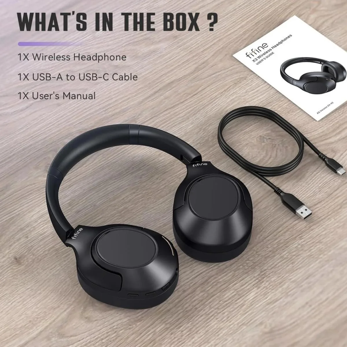 سماعة رأس FIFINE X3 لاسلكية فوق الأذن مع إلغاء الضوضاء النشط وBluetooth 5.3 وميكروفون بوم قابل للفصل - Image 3