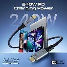 Promate PowerBolt5-80G Thunderbolt 5 USB4 USB-C to USB-C Cable 80Gbps 240W 1.2M Black - Thumbnail 9
