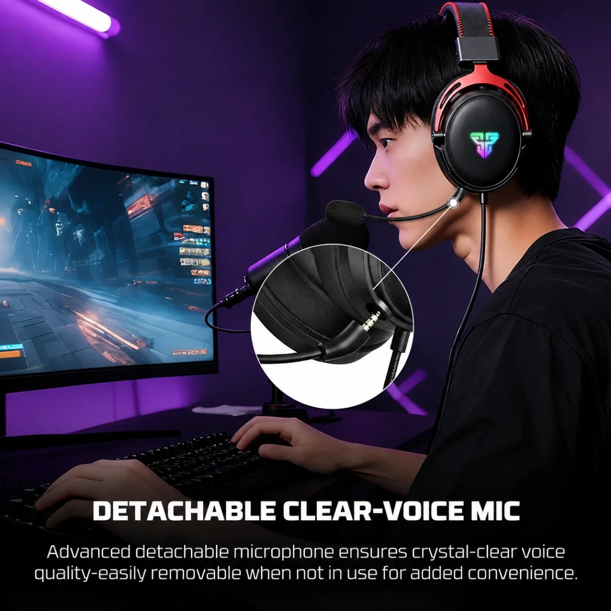 سماعة رأس ألعاب Fantech سلكية USB-A بإضاءة RGB CRUZE 7.1 HG31 - Thumbnail 4