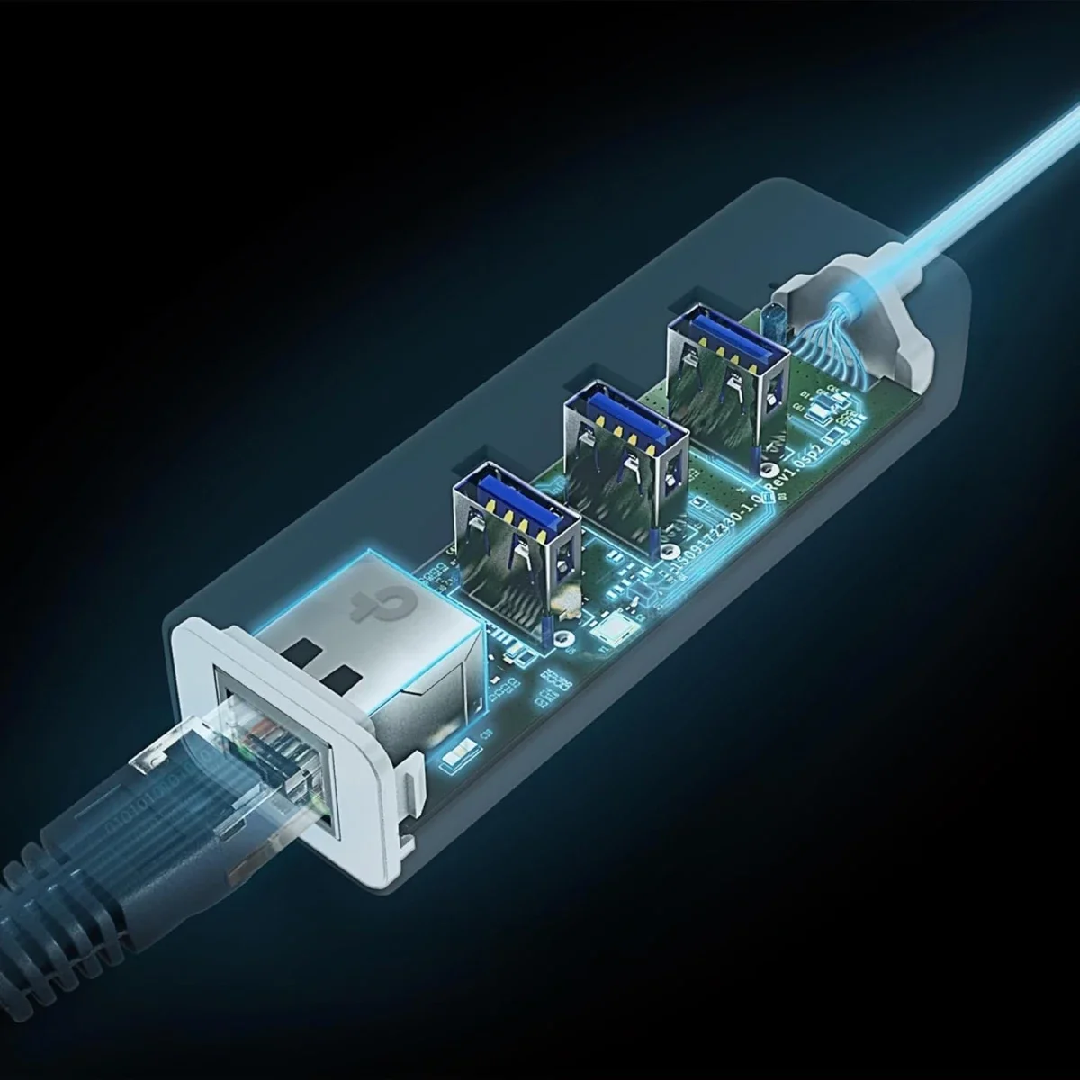 موزع USB Type-C 3 منافذ مع محول جيجابت إيثرنت TP-LINK UE330C باللون الأبيض - Image 3