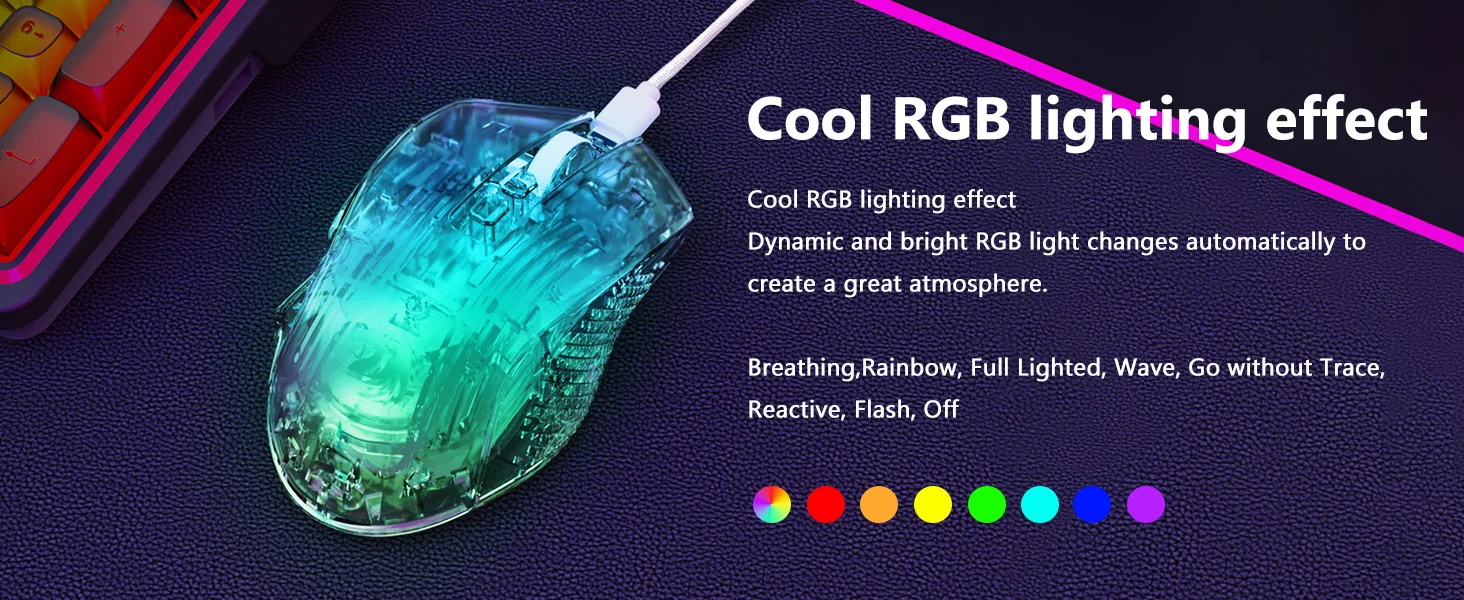 ماوس ألعاب Redragon M695 CT سلكي بدقة 24000 DPI وإضاءة RGB أبيض - Thumbnail 13