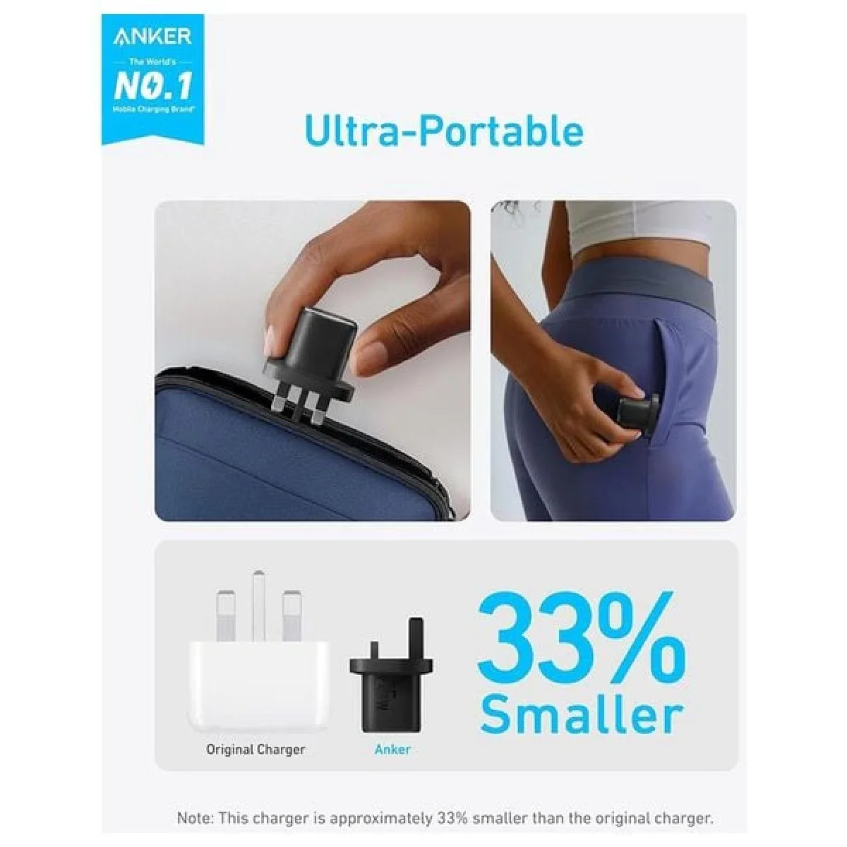 Anker 25W USB-C Charger Block with Cable, PPS Fast Charging, Black - Thumbnail 3