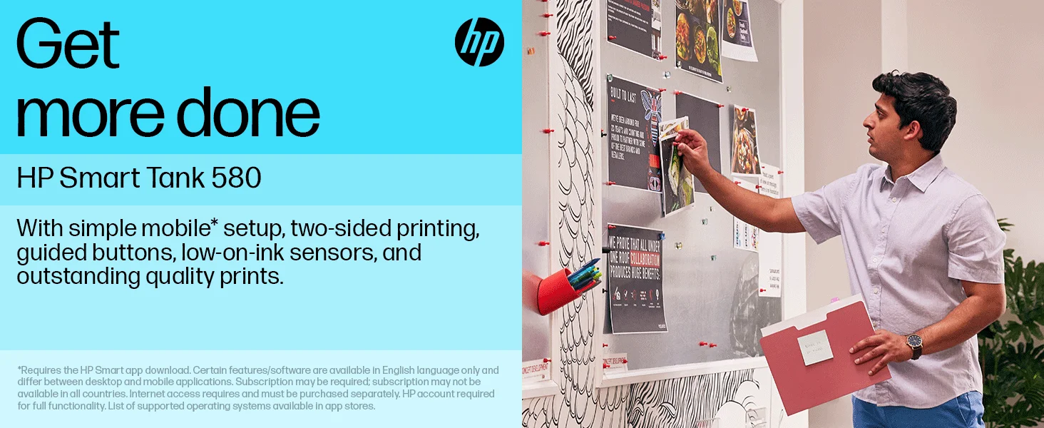 طابعة HP Smart Tank 580 متعددة الوظائف بخزان حبر لاسلكية ملونة - Image 9