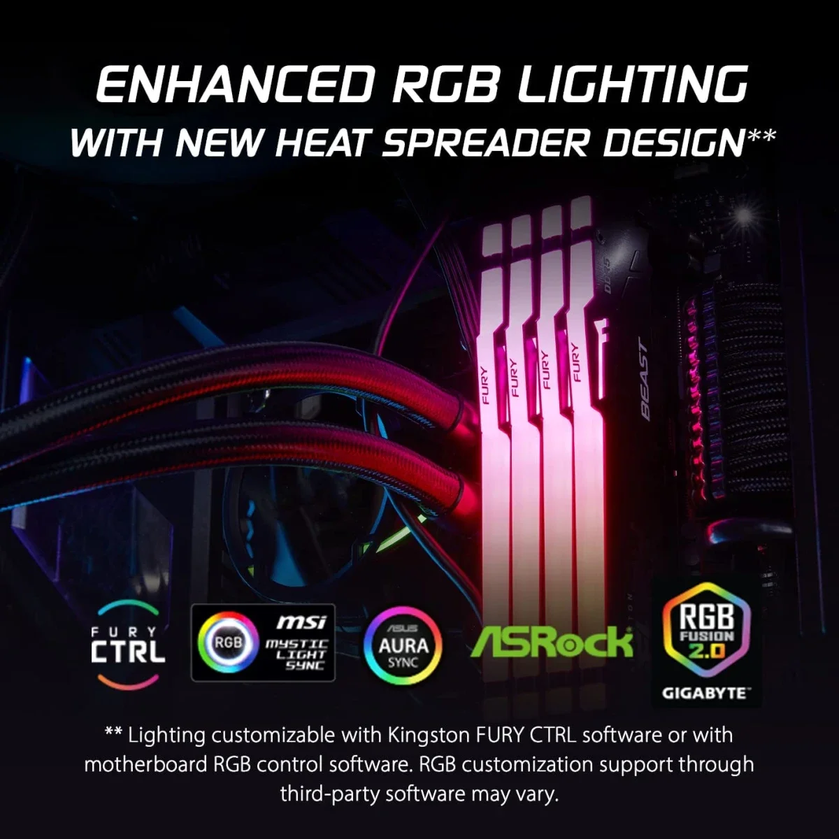 رام مكتبي Kingston FURY Beast RGB بسعة 8GB وتردد 5600MHz DDR5 - Image 3
