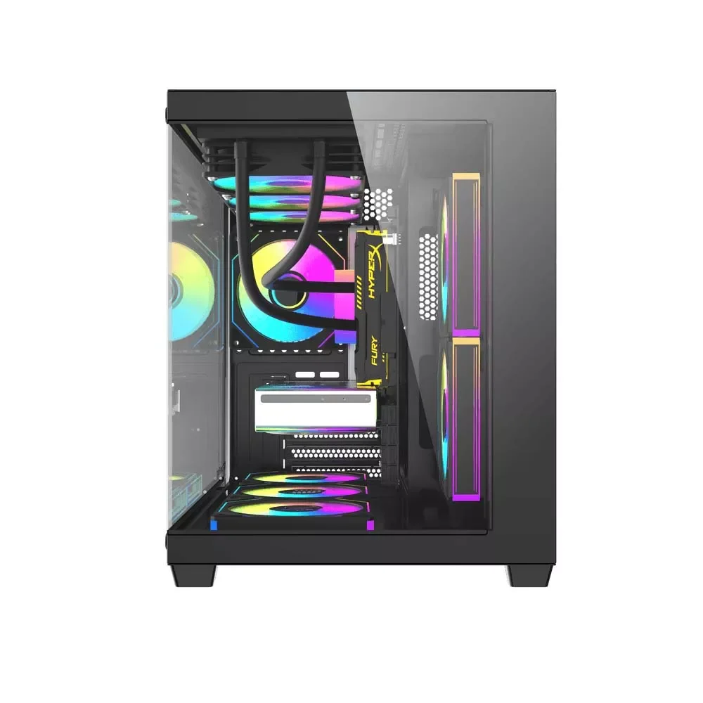 DarkFlash B275 Pro M-ATX PC Case with 6 Infinite Loop ARGB Fans and 650W 80+ Bronze PSU - Black - Thumbnail 6