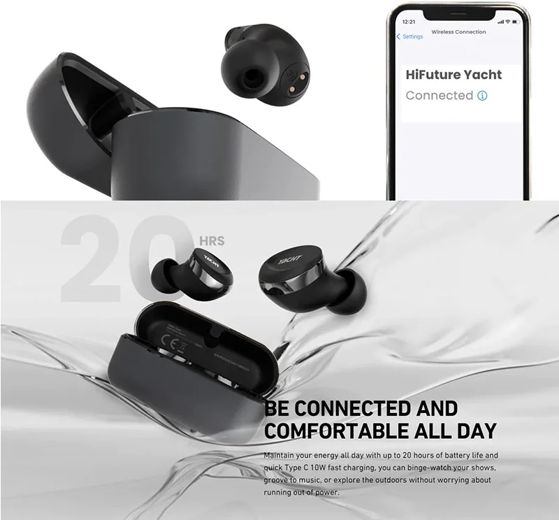 سماعات أذن لاسلكية HiFuture YACHT بتقنية Bluetooth 5.2 وaptX Adaptive وبطارية حتى 20 ساعة، ذهبي وردي - Image 8