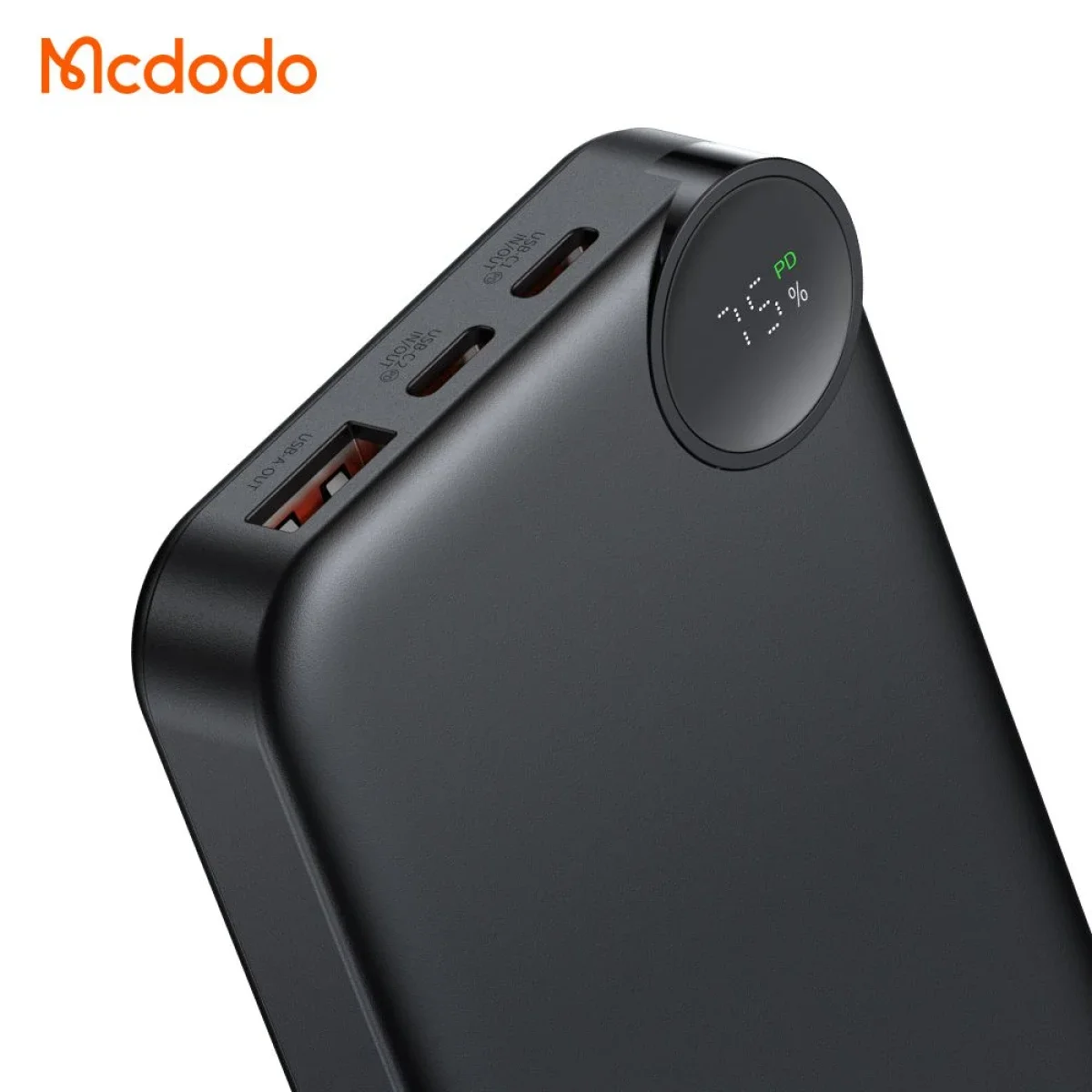 باور بانك Mcdodo MC-3850 بسعة 10000mAh وقدرة 30W مع شاشة LED ومنفذي USB-C ومنفذ USB-A، أسود - Thumbnail 2