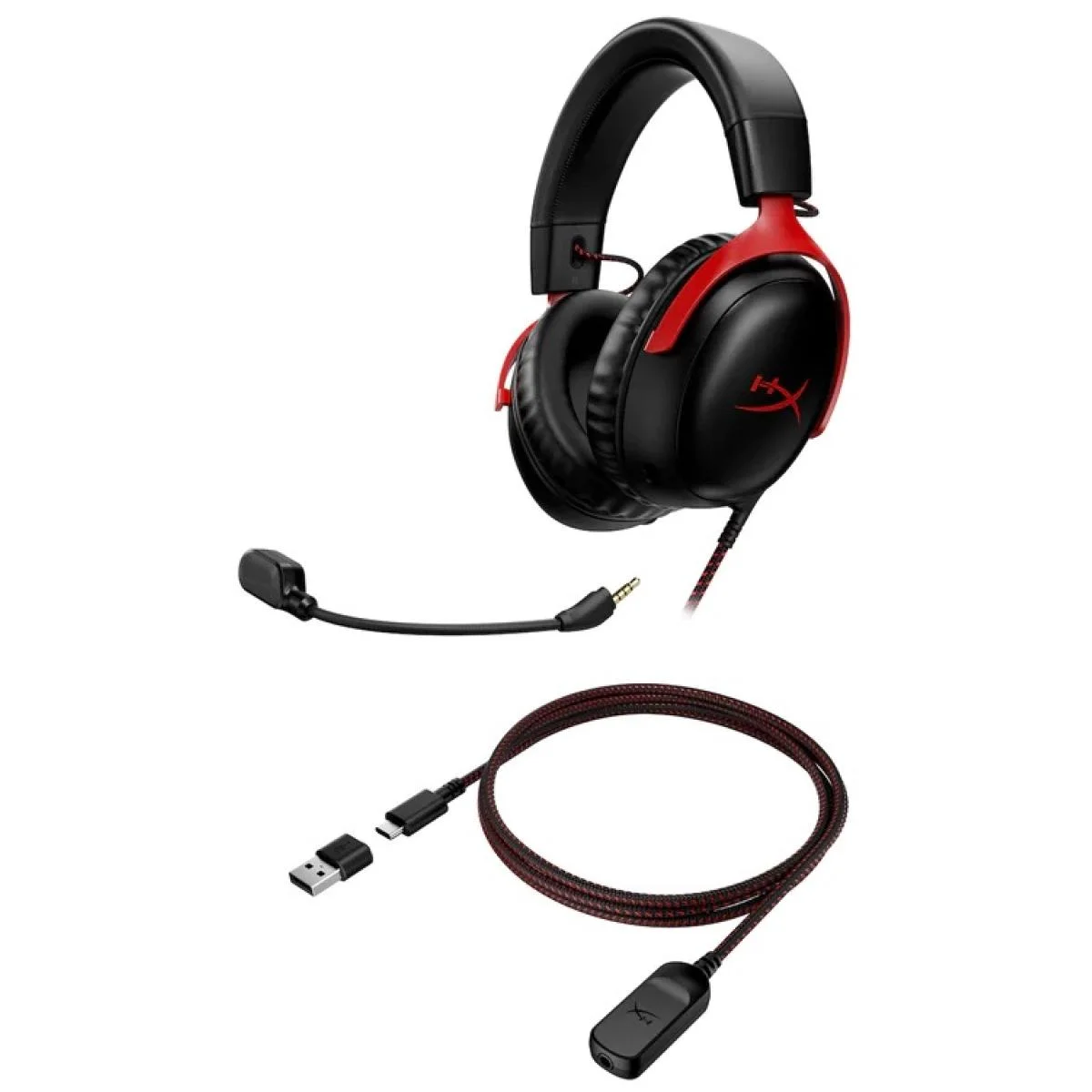 سماعة ألعاب HyperX Cloud III بصوت DTS:X مكاني، USB-C وUSB-A و3.5 مم - أسود وأحمر - Image 2