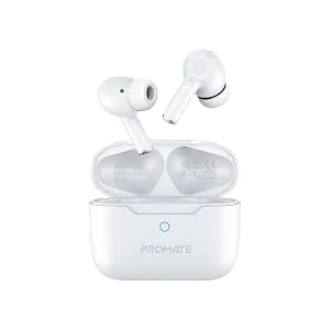 سماعات Promate ProPods لاسلكية بالكامل داخل الأذن مع ANC وBluetooth 5.3 وميكروفون، تشغيل 25 ساعة، أبيض - Thumbnail 8