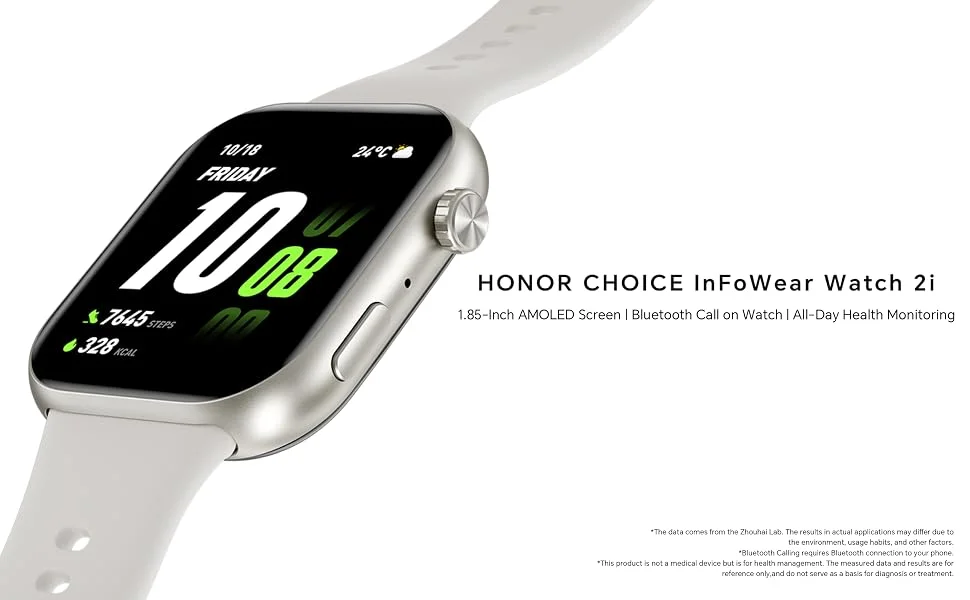 HONOR Choice Watch 2i Smartwatch with 1.85-Inch AMOLED Display, Bluetooth Calling, White - Thumbnail 10