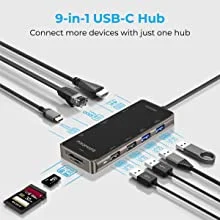 محول USB-C 9 في 1 Promate PrimeHub-Go مع 100W PD و4K HDMI ومنفذ LAN جيجابت و4 منافذ USB وفتحات TF/SD - Image 9