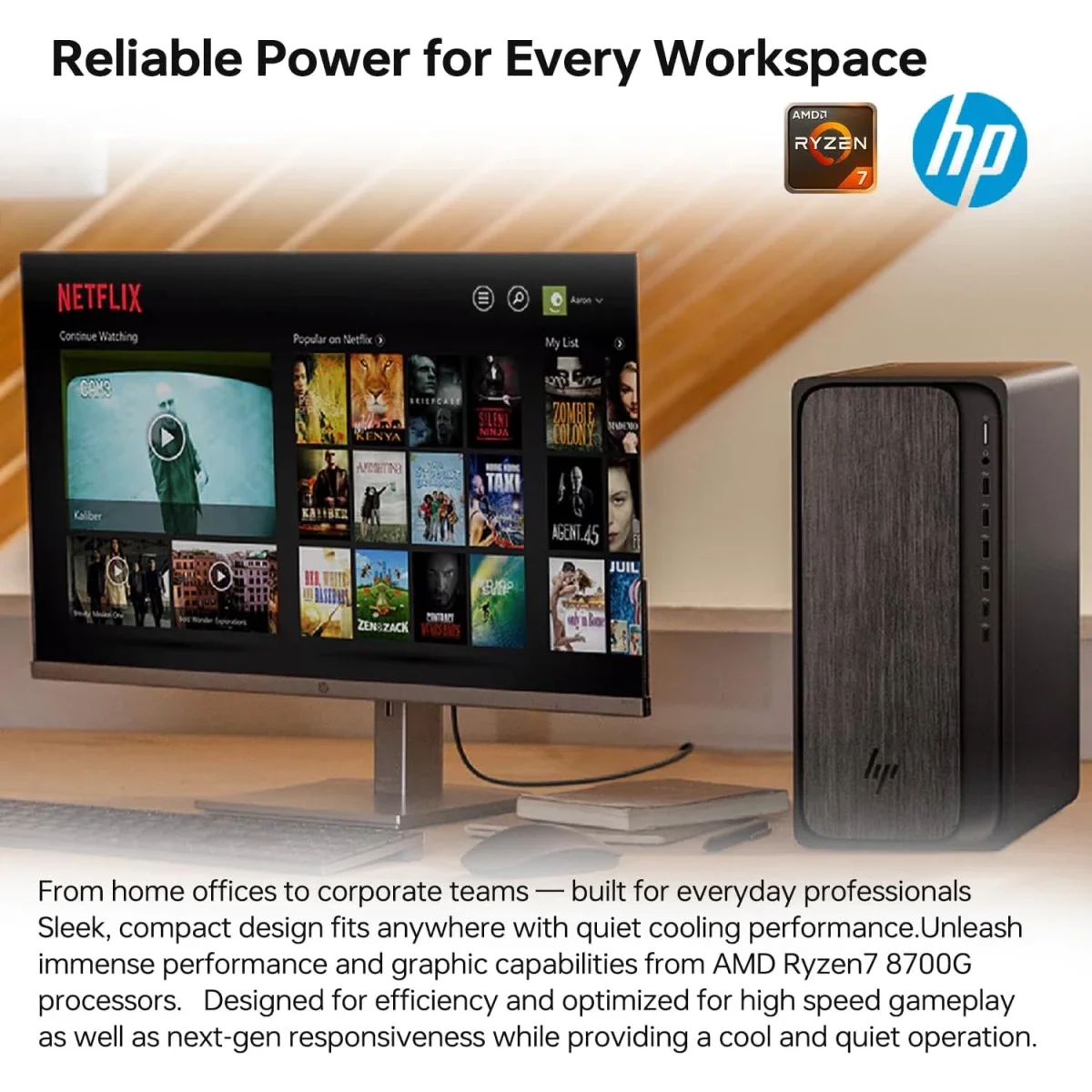 HP OmniDesk M02-0234m Gaming Desktop PC AMD Ryzen 7 8700G 16GB RAM 1TB SSD AMD Radeon 780M Black - Image 5