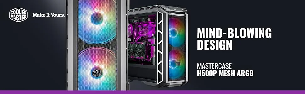 Cooler Master MasterCase H500P Mesh ARGB Mid-Tower PC Case with Tempered Glass Side Panel - White - Image 7