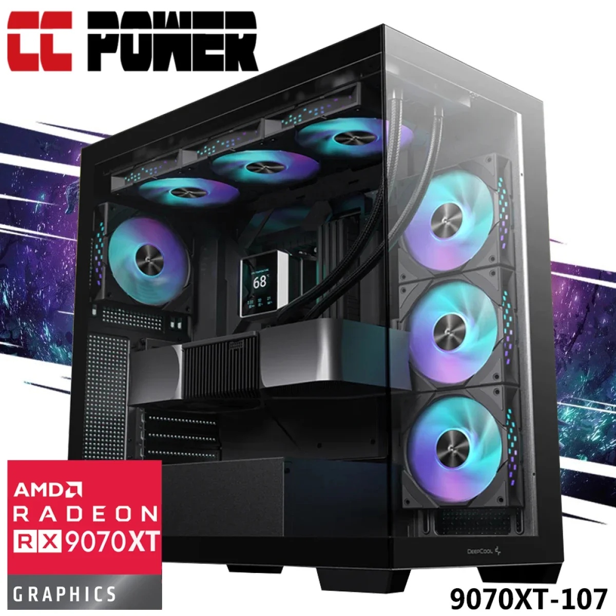 كمبيوتر عاب City Center Computers CC Power 9070XT-107 بمعالج Intel Core i9-14900KF وكرت Radeon RX 9070 XT وذاكره 32GB وتخزين 1TB SSD