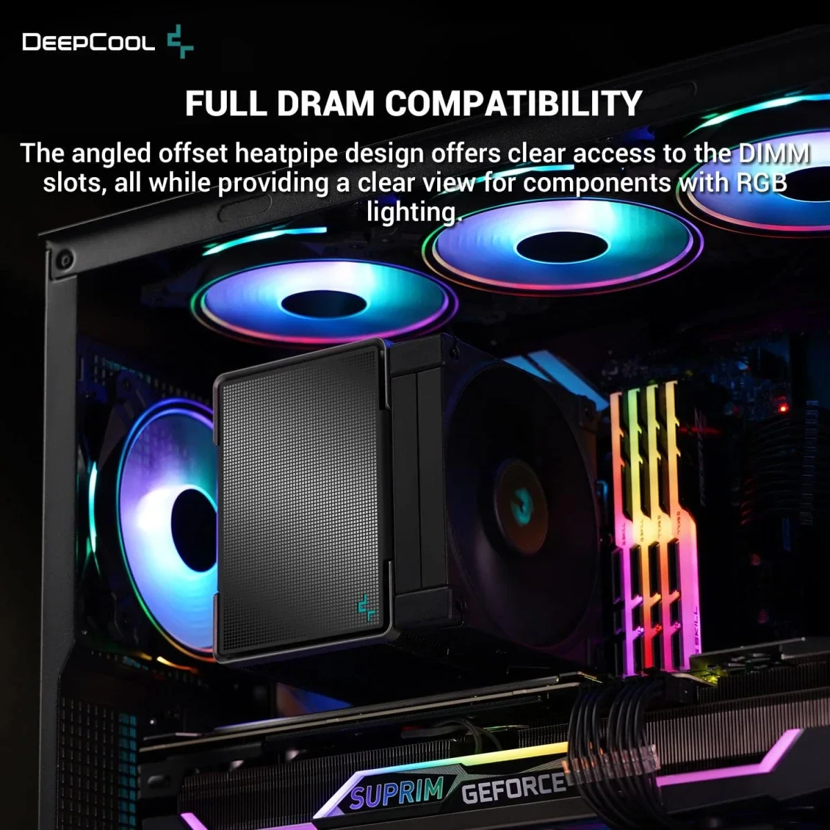 DeepCool AK500 Zero Dark CPU Air Cooler with 120mm PWM Fan, 240W TDP - Thumbnail 4