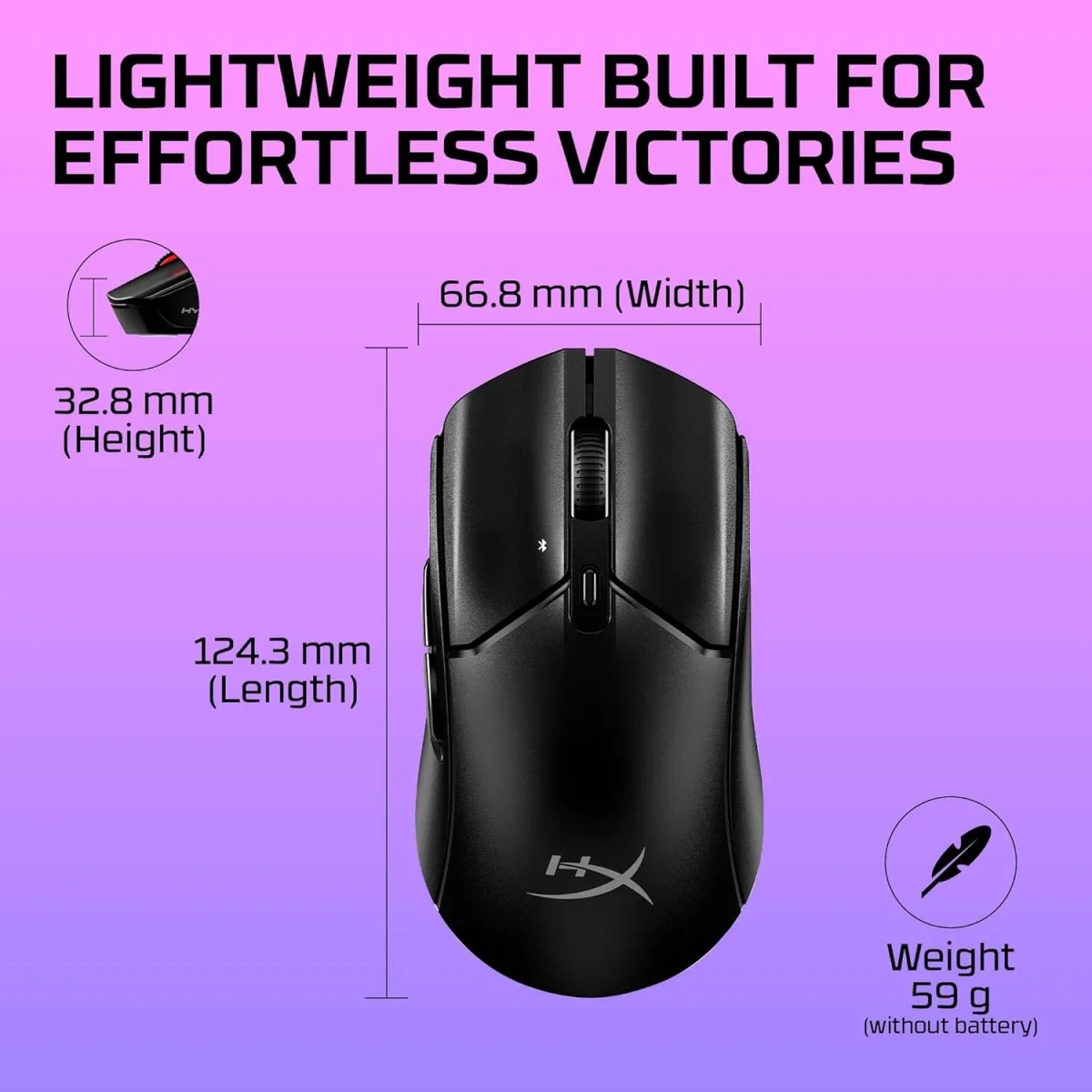 ماوس ألعاب HyperX Pulsefire Haste 2 Core لاسلكي وبلوتوث 59 جم أسود - Thumbnail 10
