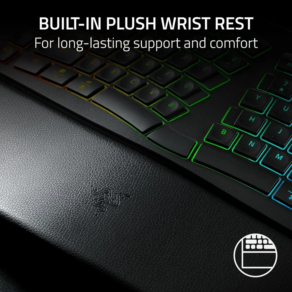 كيبورد Razer Pro Type Ergo لاسلكي مريح بتصميم منفصل وإضاءة RGB - أسود - Thumbnail 7