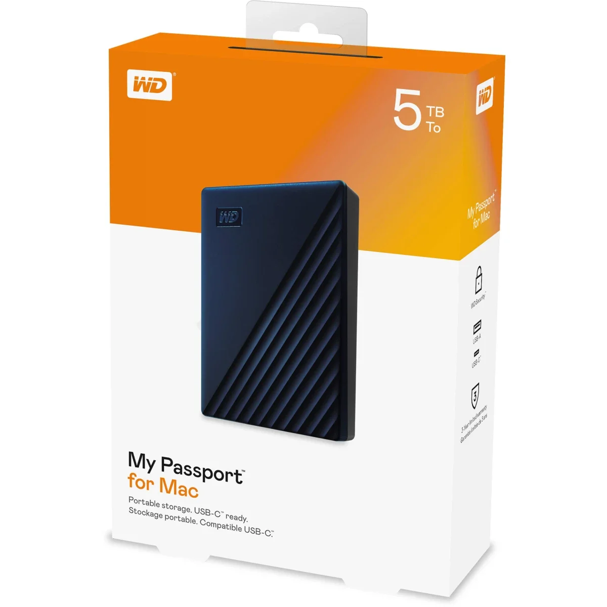 هارد ديسك خارجي محمول Western Digital My Passport سعه 5 TB باللون اسود