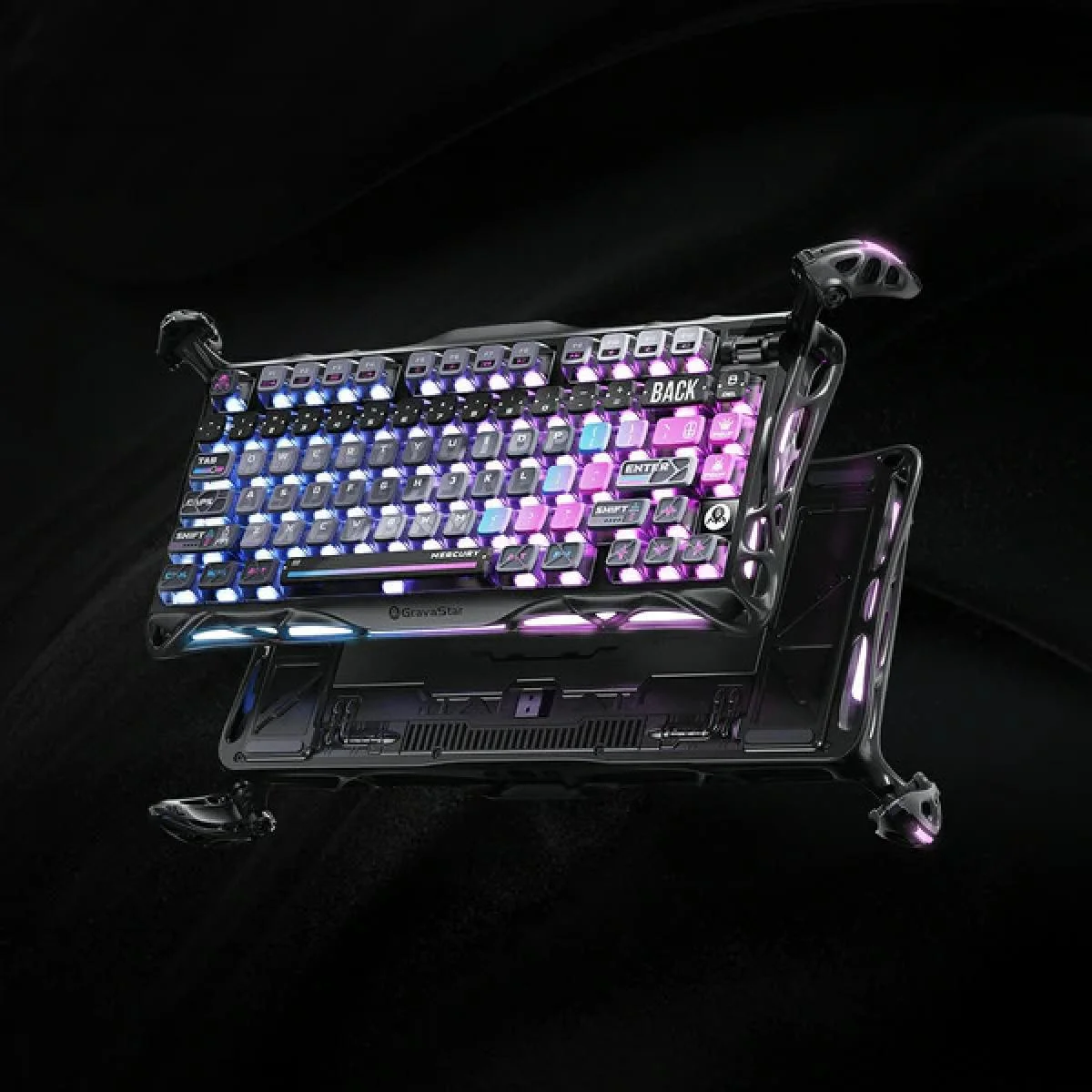 كيبورد ألعاب ميكانيكي لاسلكي GravaStar Mercury K1 Pro 75% جالاكسي بلاك - Image 4