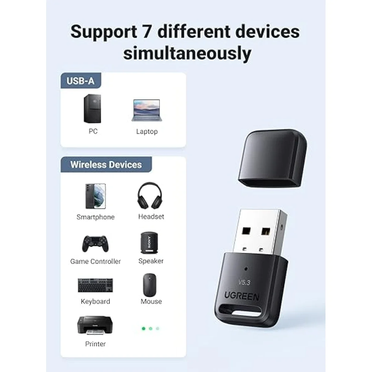 محول Ugreen V5.3 USB بلوتوث 5.3 للكمبيوتر واللابتوب - Thumbnail 3