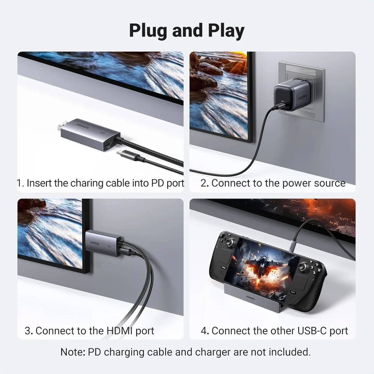 Ugreen USB-C to HDMI Cable with 100W PD Charging, 4K@60Hz, 2M - Image 5