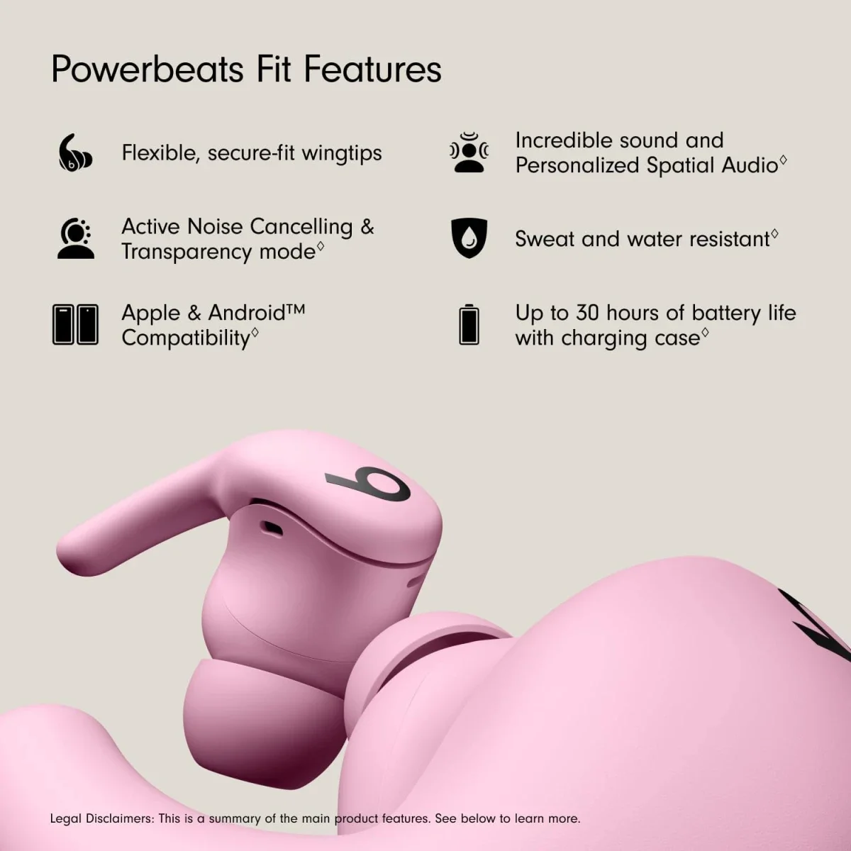 سماعات أذن رياضية Beats Powerbeats Fit لاسلكية بعزل الضوضاء - وردي Power Pink - Thumbnail 4