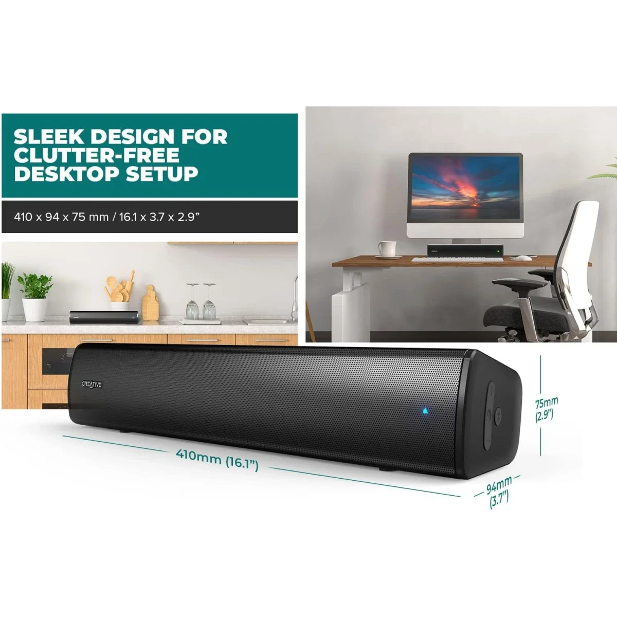 Creative Stage Air V2 USB Soundbar with Bluetooth 5.3, 6-Hour Battery and Dual Drivers - Image 3