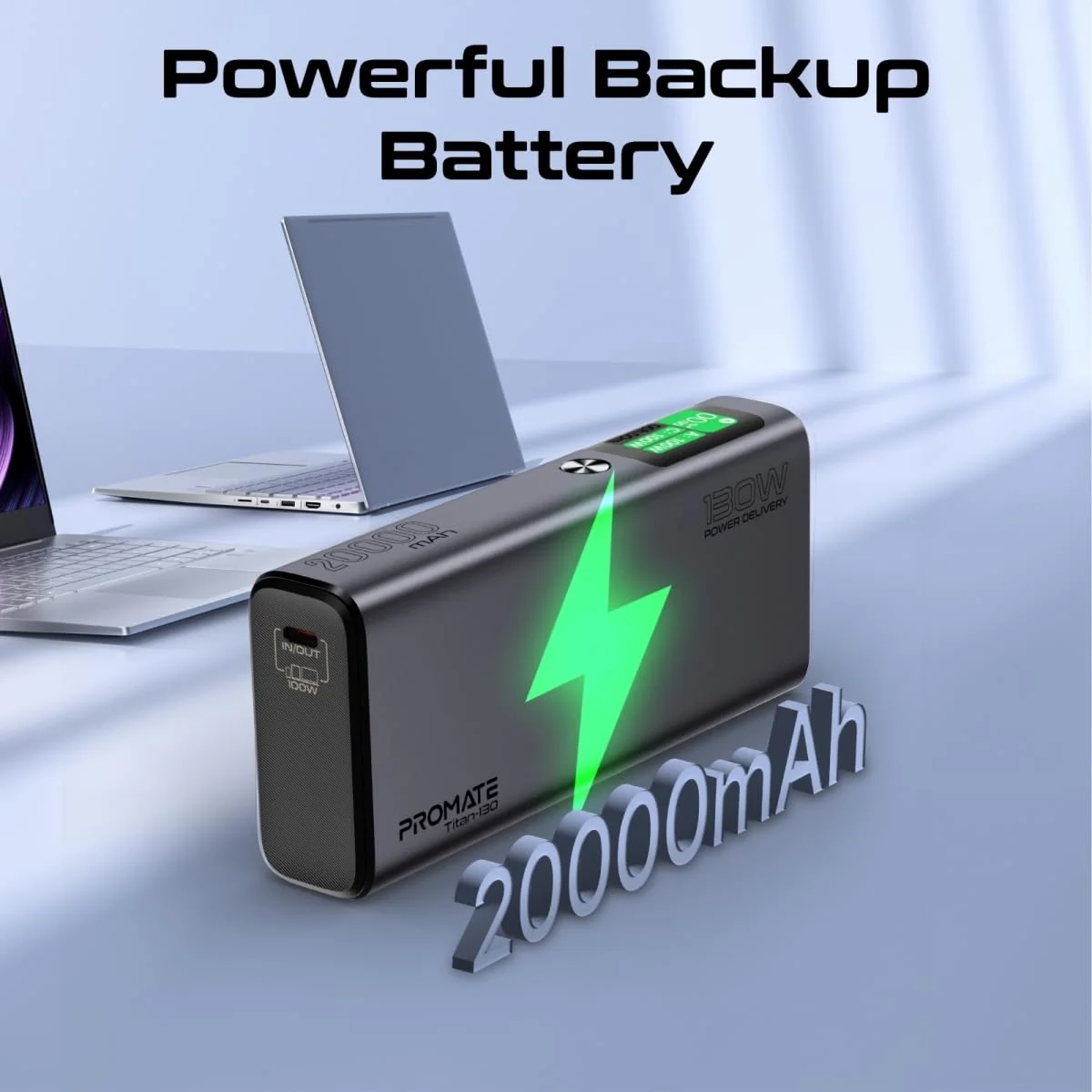 باور بانك Promate Titan-130 بسعة 20000mAh وقدرة 130W للابتوب والموبايل - Image 4