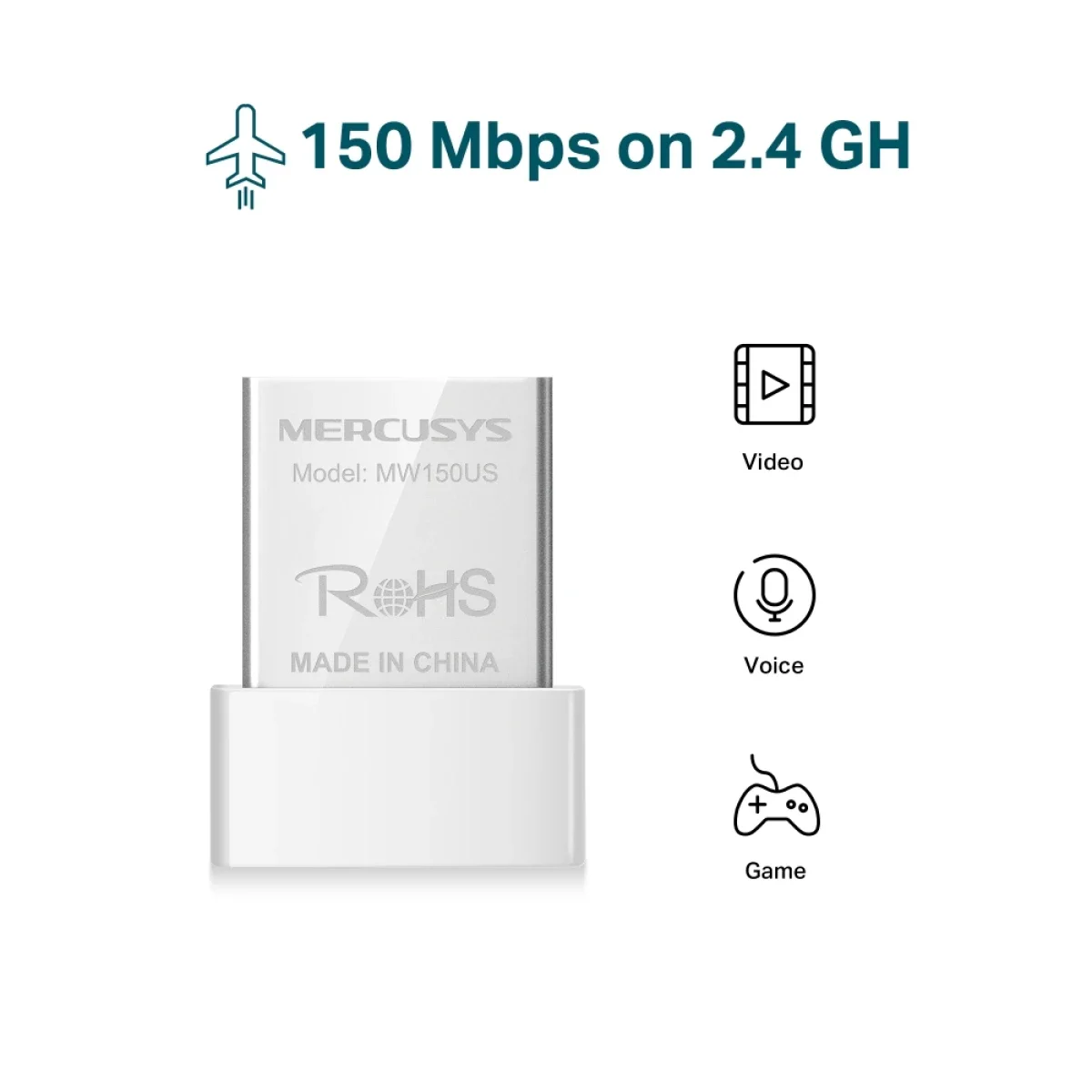 محول USB لاسلكي نانو MERCUSYS MW150US N150 - Thumbnail 2
