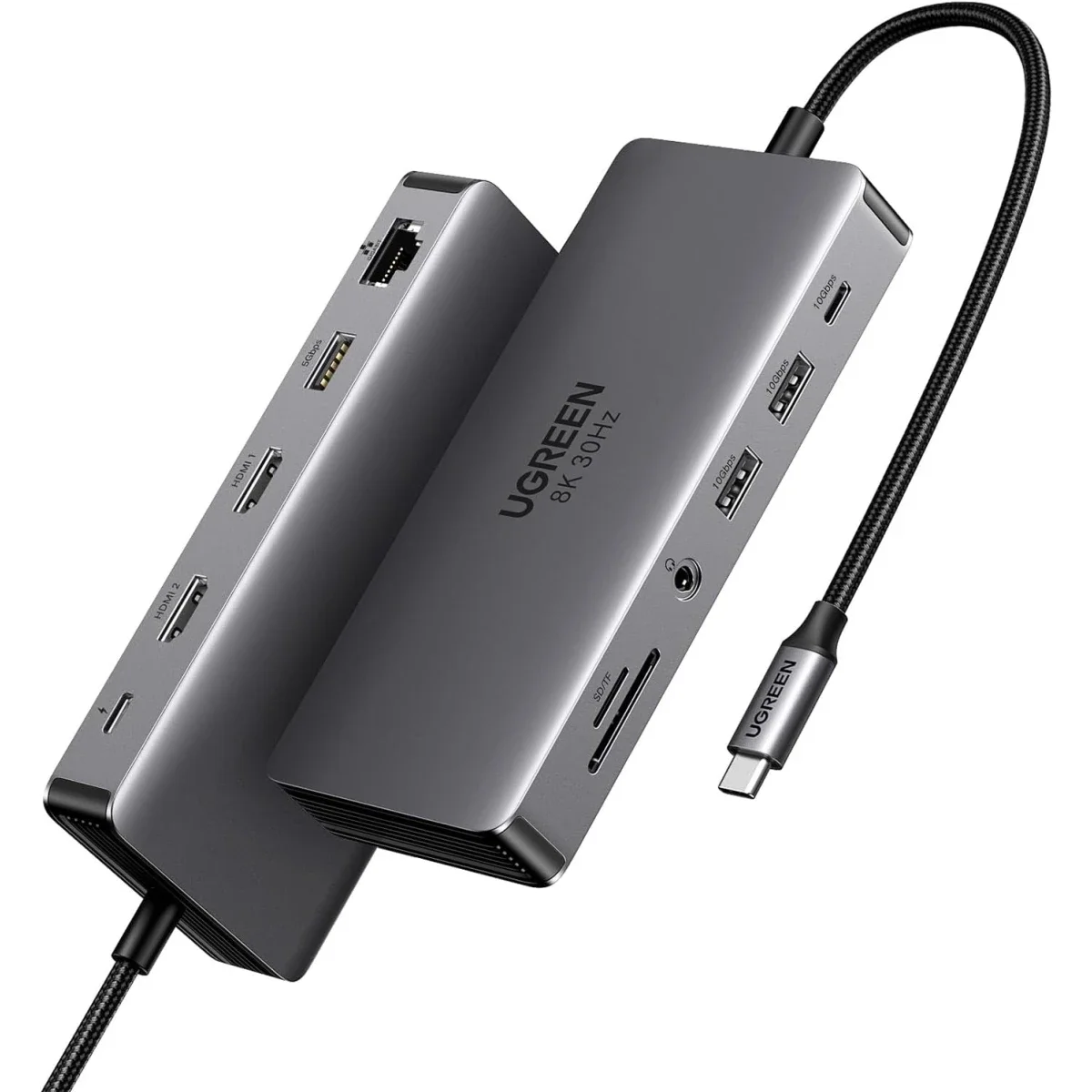 محطة إرساء لابتوب USB-C 11 في 1 من Ugreen مع HDMI مزدوج 4K@60Hz و8K@30Hz و10Gbps و100W PD - Image 1