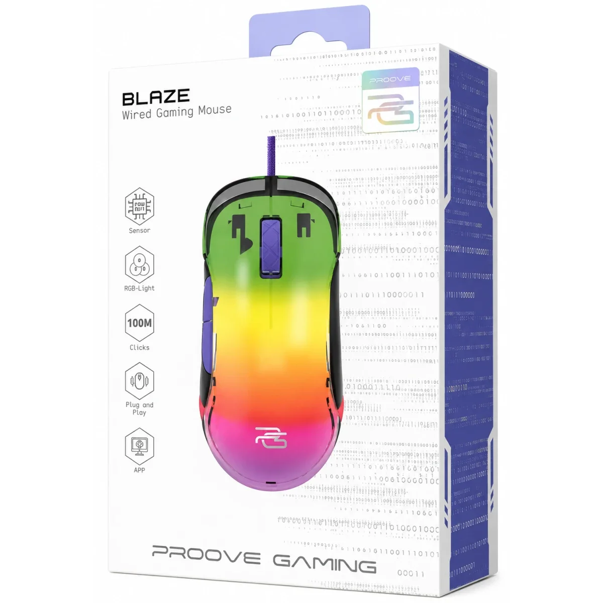 Proove Gaming Blaze Wired Gaming Mouse, 12000 DPI, Black/Purple