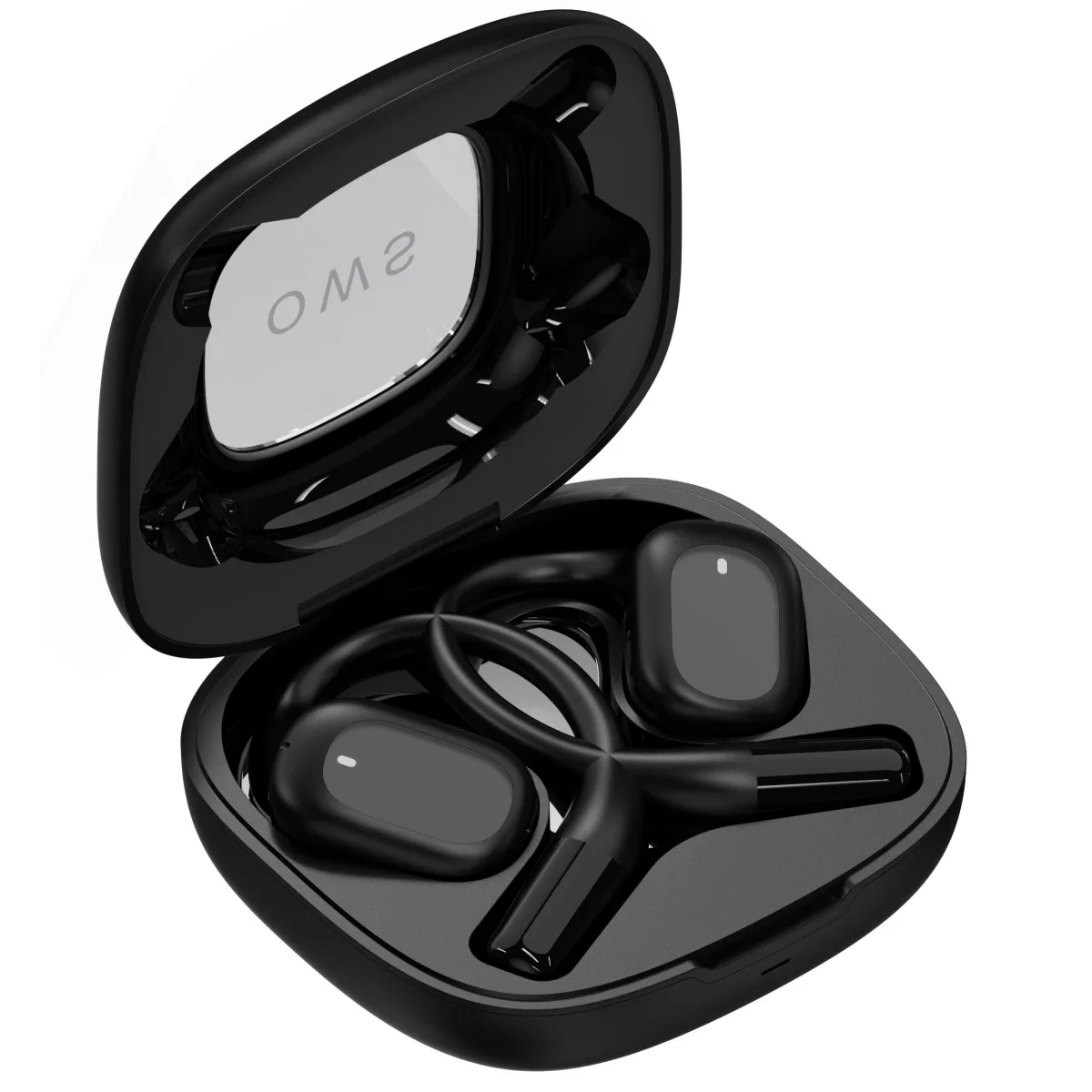 WIWU O100 OpenBuds True Wireless Bluetooth Earbuds with Noise Cancelling, 30-Hour Battery Life - Black - Image 4