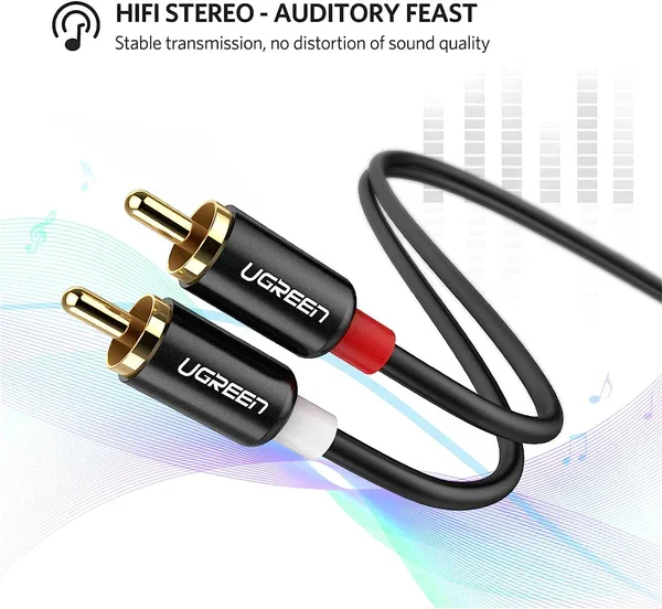 سلك صوت Ugreen 10517 من 2RCA ذكر إلى 2RCA ذكر بطول 1.5 متر - Image 2