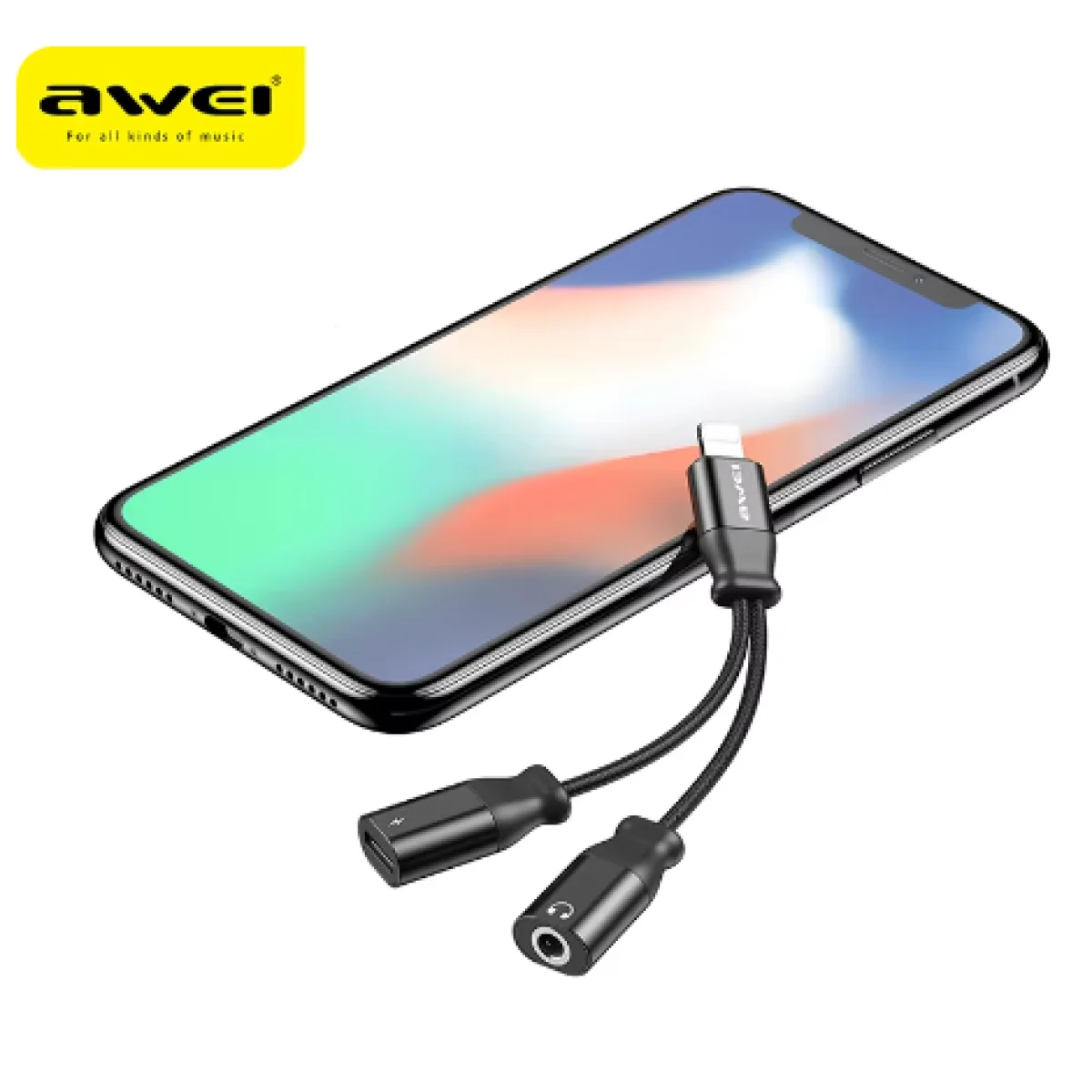 محول سماعات Awei CL-73 من Lightning إلى AUX 3.5 مم للآيفون - Image 2