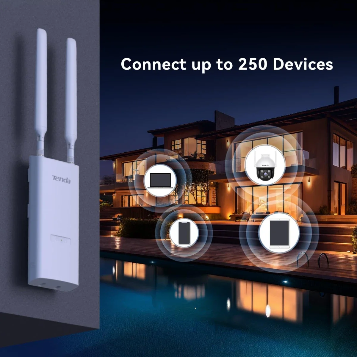 نقطة وصول Wi‑Fi داخلية/خارجية مزدوجة النطاق Tenda OAP1200 AC1200 - Thumbnail 3