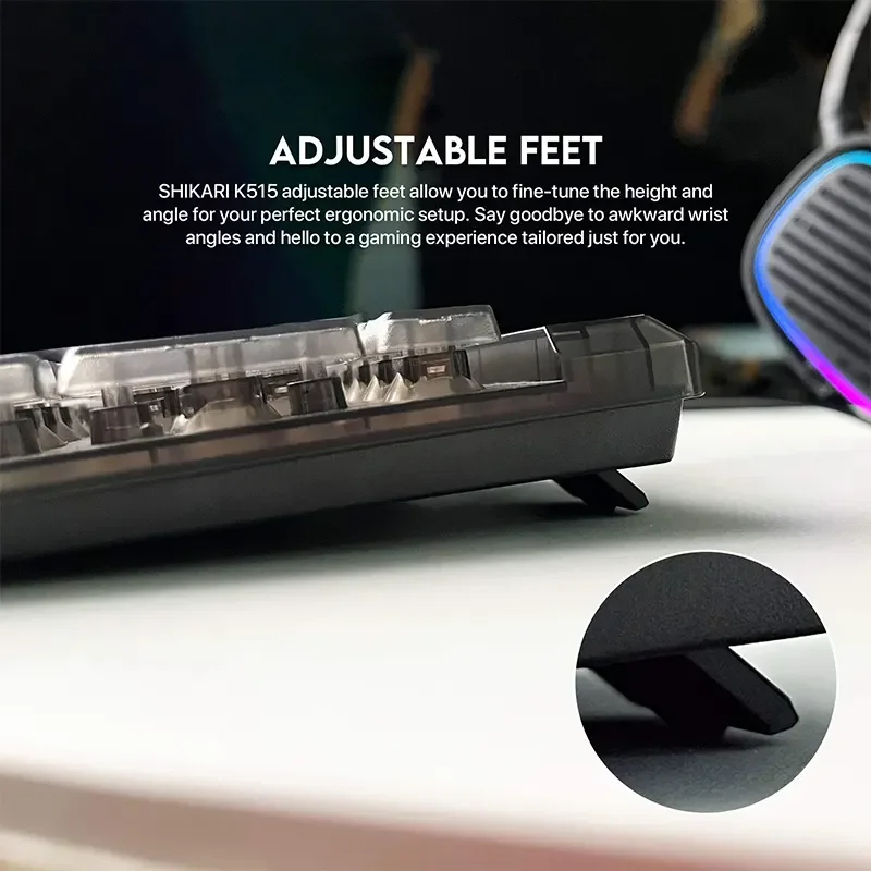 كيبورد Fantech SHIKARI K515 سلكي للألعاب ممبرين RGB، 104 مفاتيح، أسود - Image 5